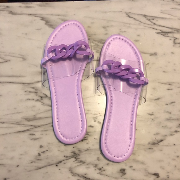 NWOT Clear Strap Slide Sandals - Picture 2 of 3